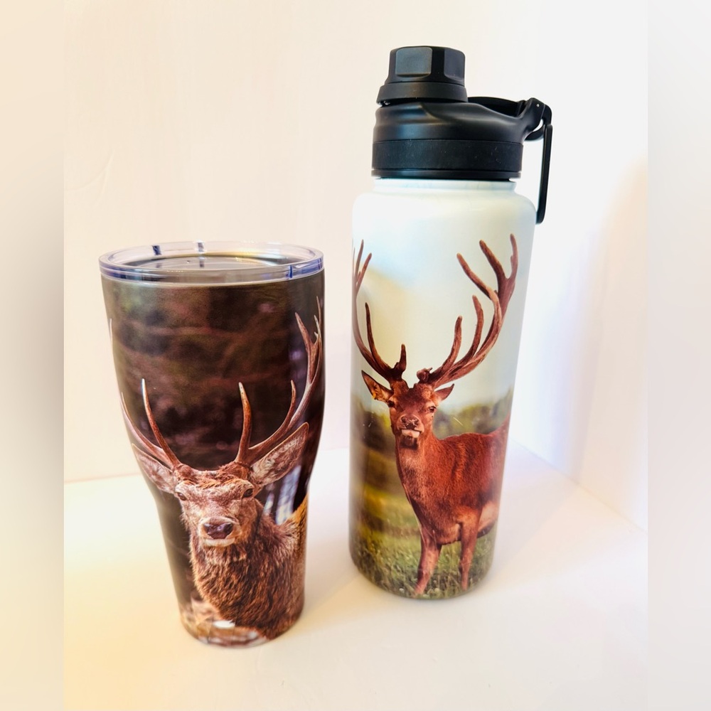 New Stag/Deer Design Tumbler and Water Bottle Set